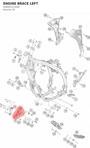 Diagram preview: ENGINE BRACE LEFT (A58003113000)