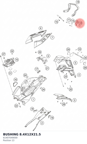 Diagram preview: BUSHING 8.4X12X21.5 (61407049000)
