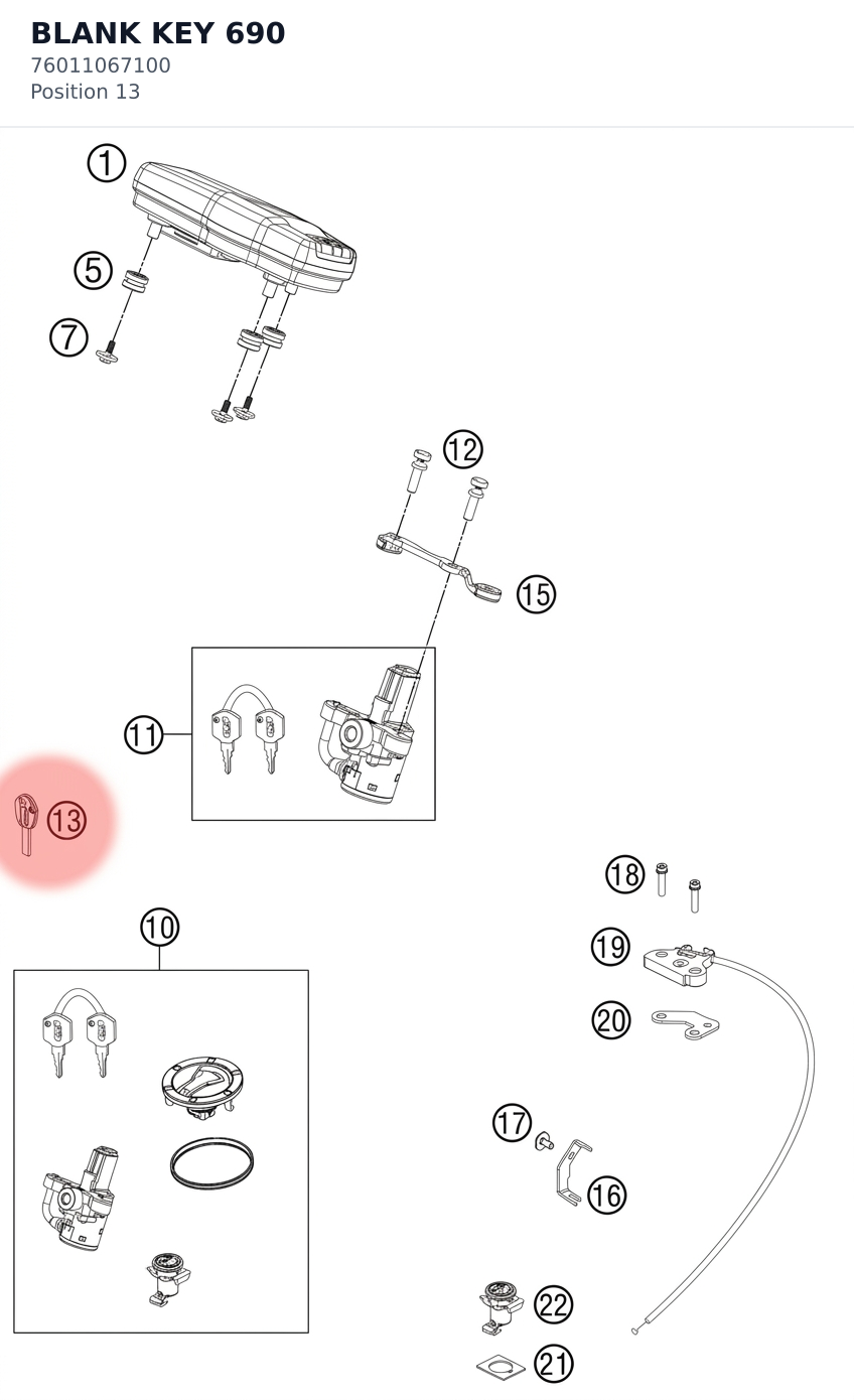 Diagram preview: BLANK KEY 690 (76011067100)