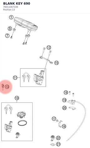 Diagram preview: BLANK KEY 690 (76011067100)