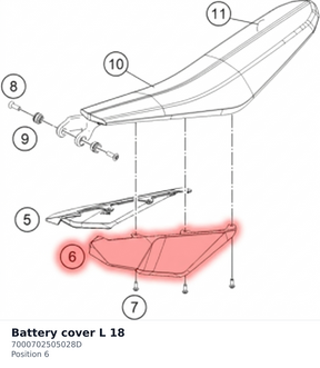 Diagram preview: Battery cover L 18 (7000702505028D)