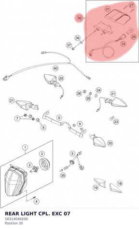 Diagram preview: REAR LIGHT CPL. EXC 07 (50314040200)