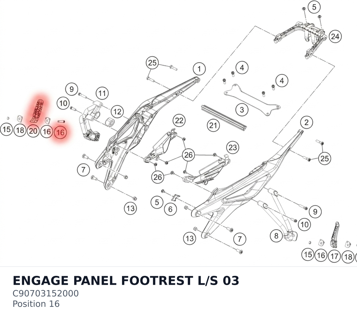 Diagram preview: ENGAGE PANEL FOOTREST L/S   03 (C90703152000)