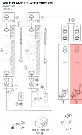 Diagram preview: AXLE CLAMP L/S WITH TUBE CPL. (48601324S1)