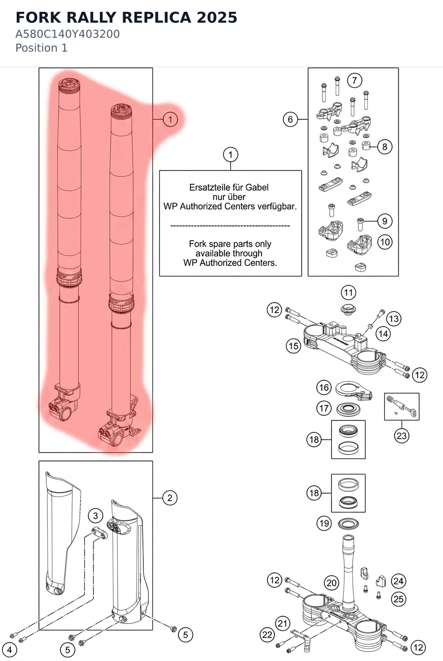 Diagram preview: FORK RALLY REPLICA 2025 (A580C140Y403200)