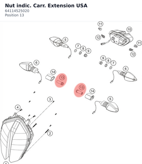 Diagram preview: Nut indic. Carr. Extension USA (64114525020)