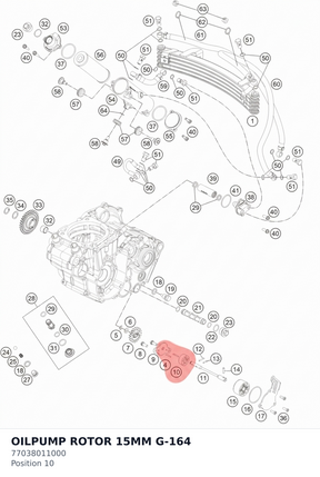 Diagram preview: OILPUMP ROTOR 15MM G-164 (77038011000)