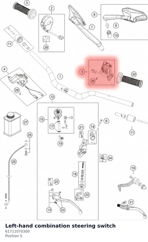 Diagram preview: Left-hand combination steering switch (61711070300)