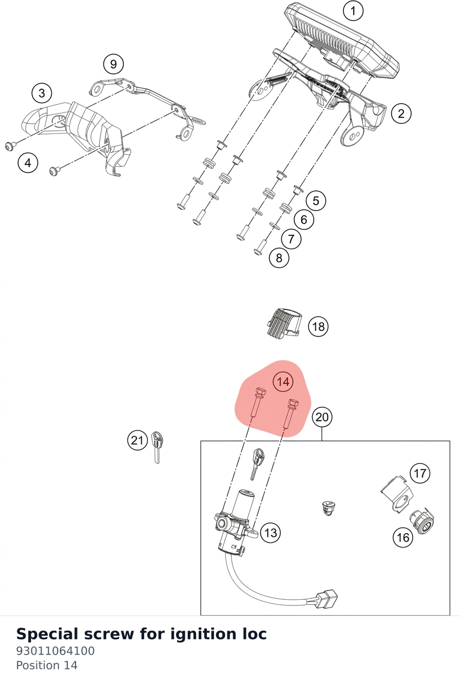 Diagram preview: Special screw for ignition loc (93011064100)