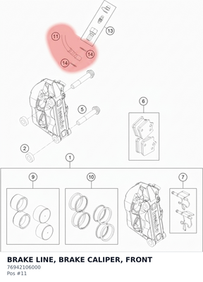 Diagram preview: BRAKE LINE, BRAKE CALIPER, FRONT (76942106000)