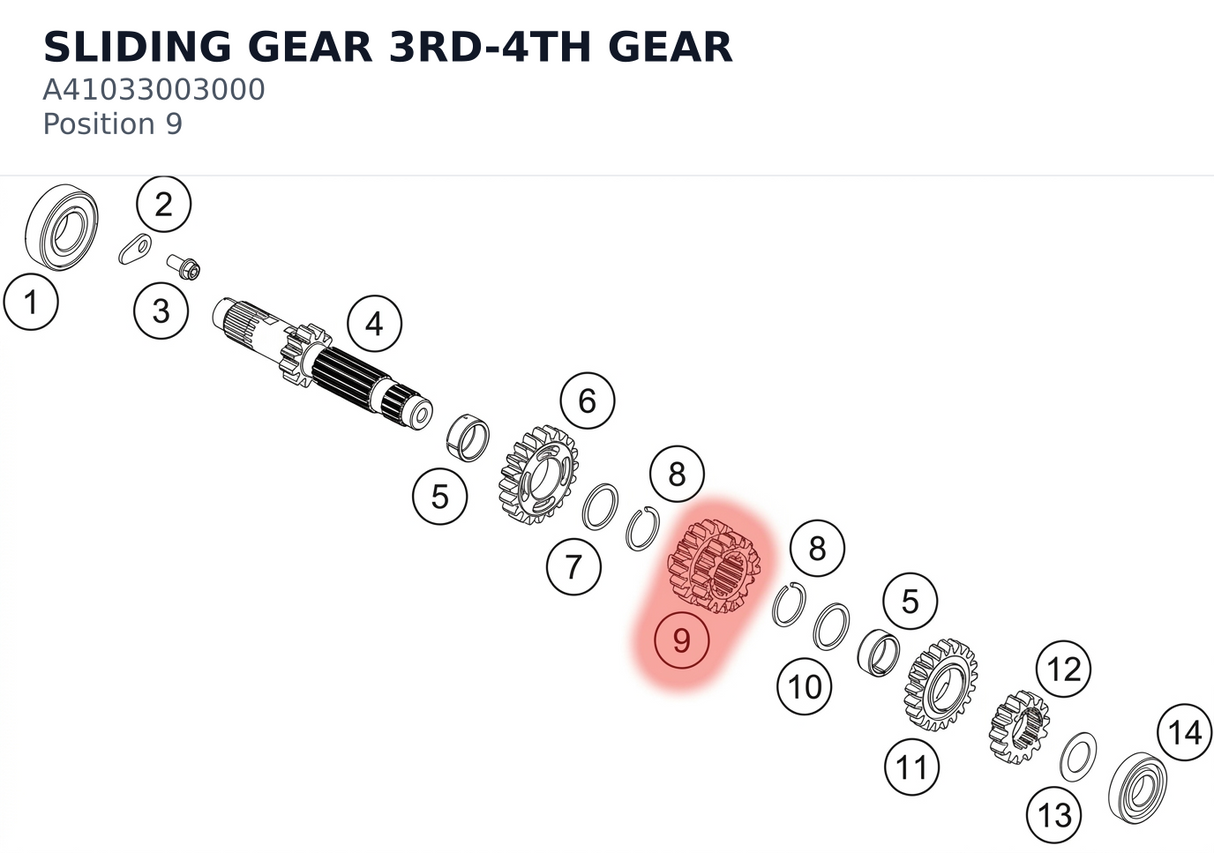 Diagram preview: SLIDING GEAR 3RD-4TH GEAR (A41033003000)