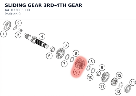 Diagram preview: SLIDING GEAR 3RD-4TH GEAR (A41033003000)