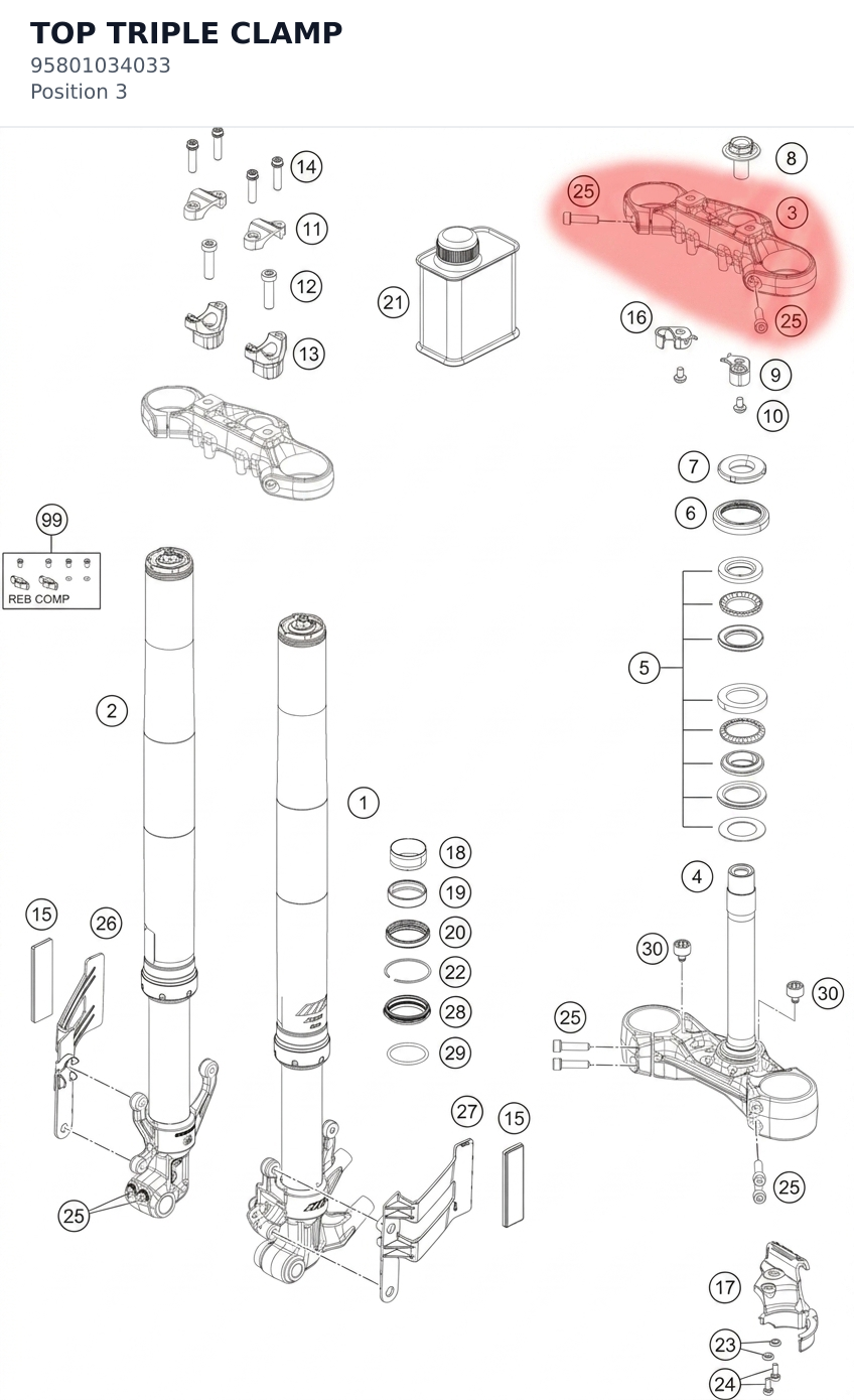 Diagram preview: TOP TRIPLE CLAMP (95801034033)