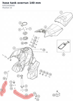 Diagram preview: hose tank overrun 140 mm (63515026000)