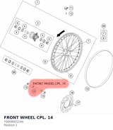 Diagram preview: FRONT WHEEL CPL.            14 (70009001144)