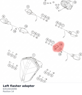 Diagram preview: Left flasher adapter (63514010090)