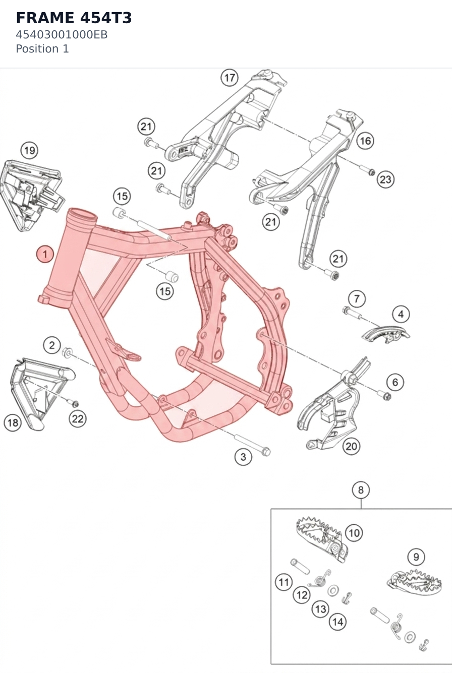 Diagram preview: FRAME 454T3 (45403001000EB)
