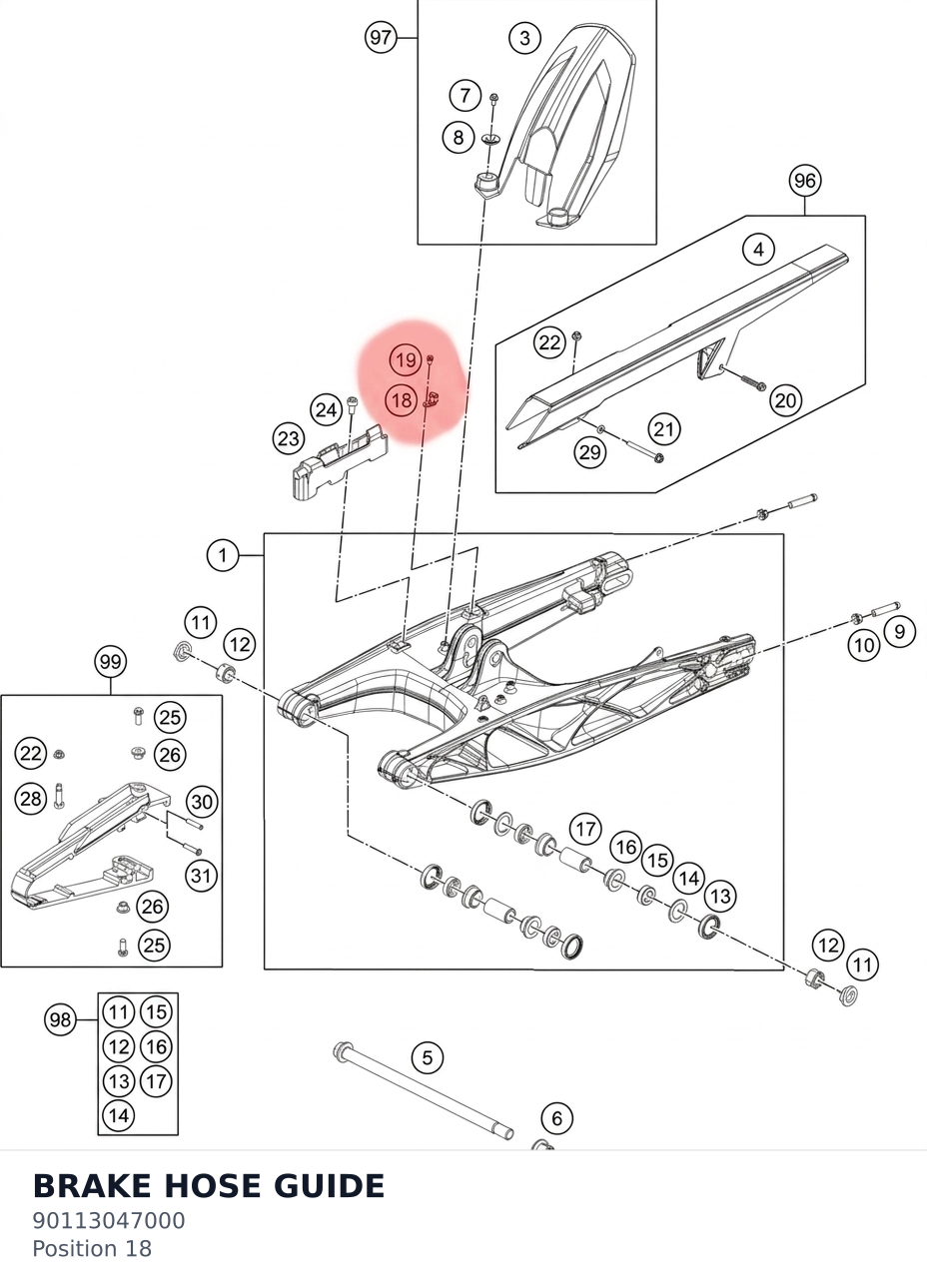 Diagram preview: BRAKE HOSE GUIDE (90113047000)