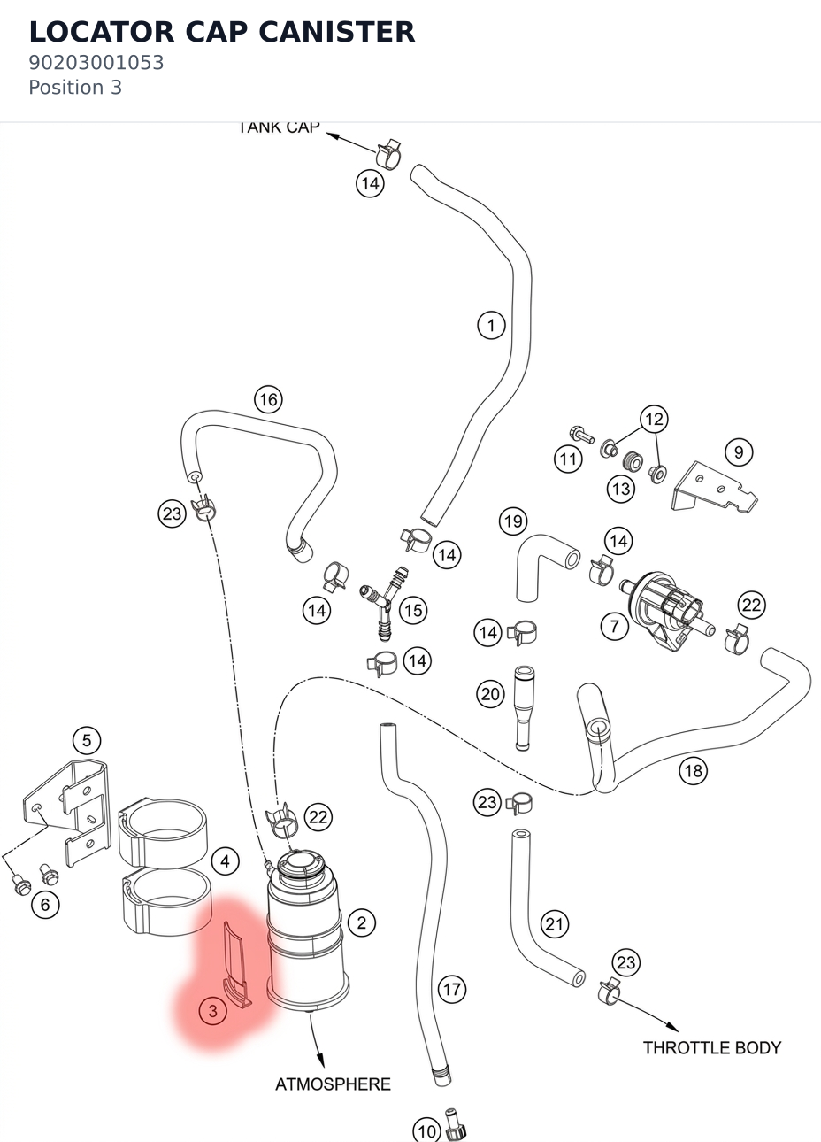 Diagram preview: LOCATOR CAP CANISTER (90203001053)