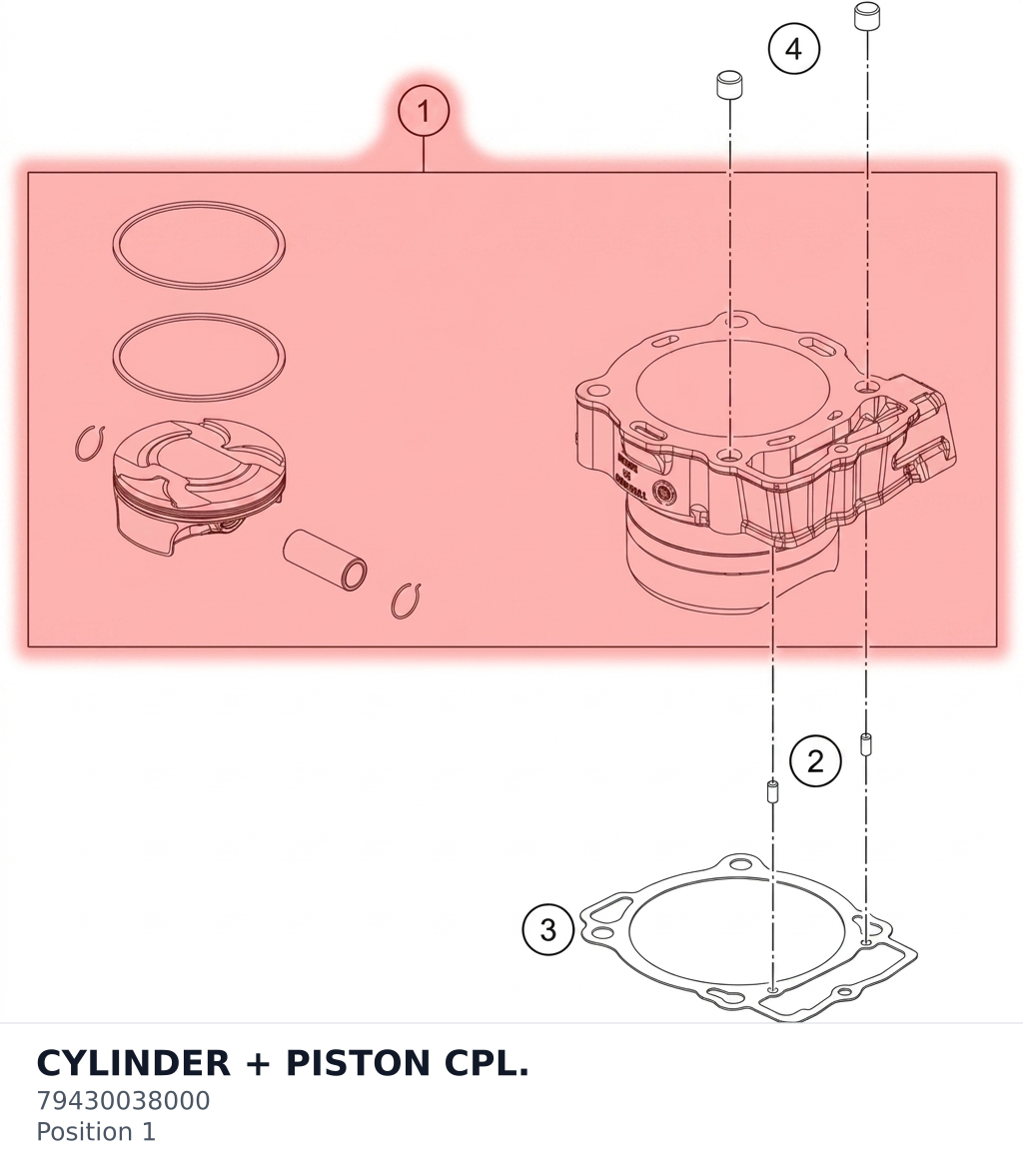 Diagram preview: CYLINDER + PISTON CPL. (79430038000)