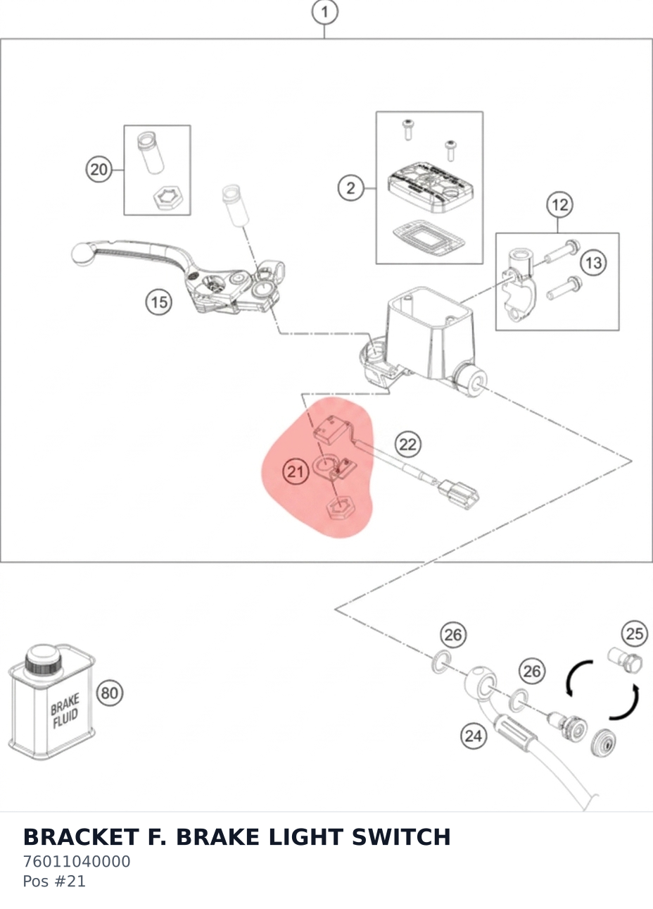 Diagram preview: BRACKET F. BRAKE LIGHT SWITCH (76011040000)