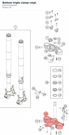 Diagram preview: Bottom triple clamp cmpl. (6350103203030S)