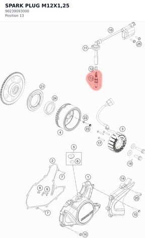 Diagram preview: SPARK PLUG M12X1,25 (90239093000)