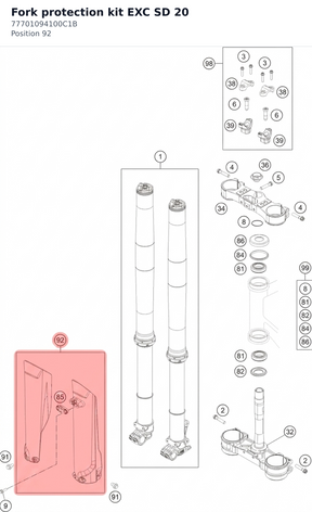 Diagram preview: Fork protection kit EXC SD 20 (77701094100C1B)
