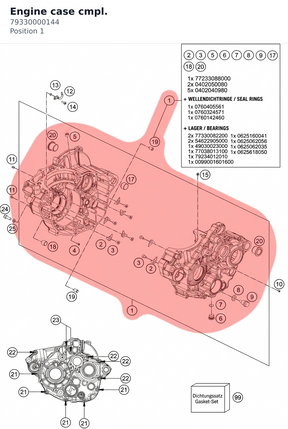 Diagram preview: Engine case cmpl. (79330000144)