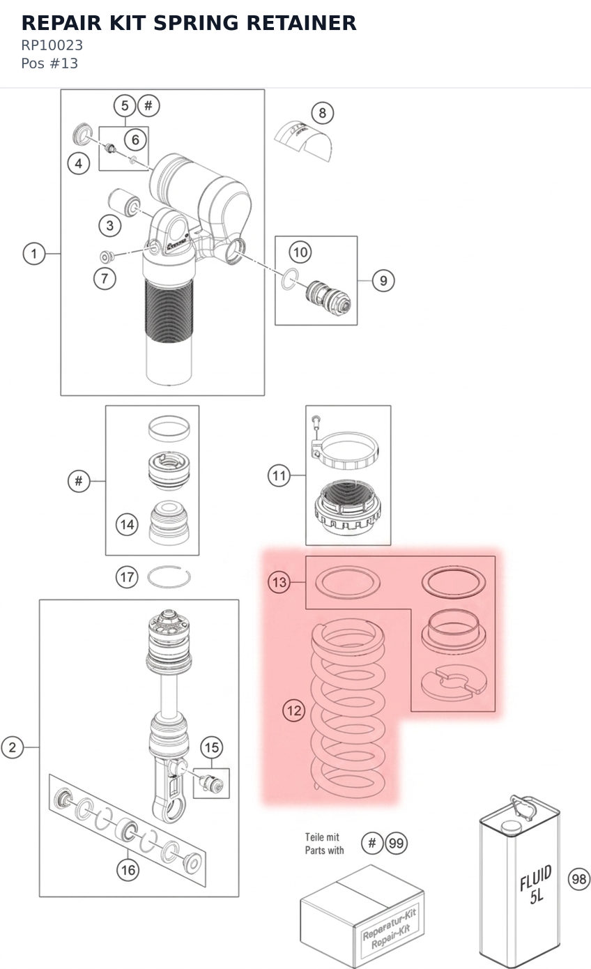 Diagram preview: REPAIR KIT SPRING RETAINER (RP10023)