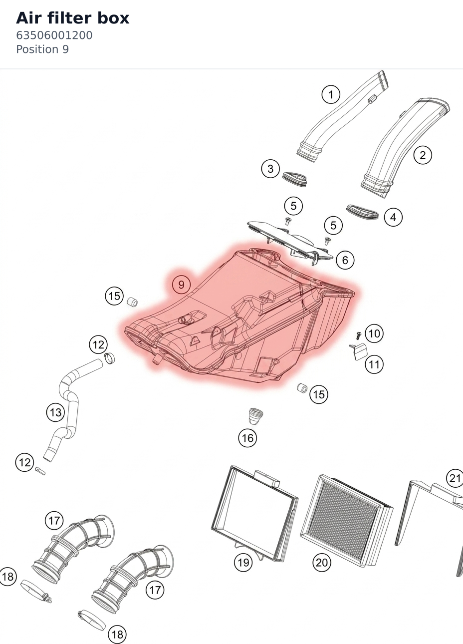 Diagram preview: Air filter box (63506001200)
