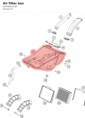 Diagram preview: Air filter box (63506001200)