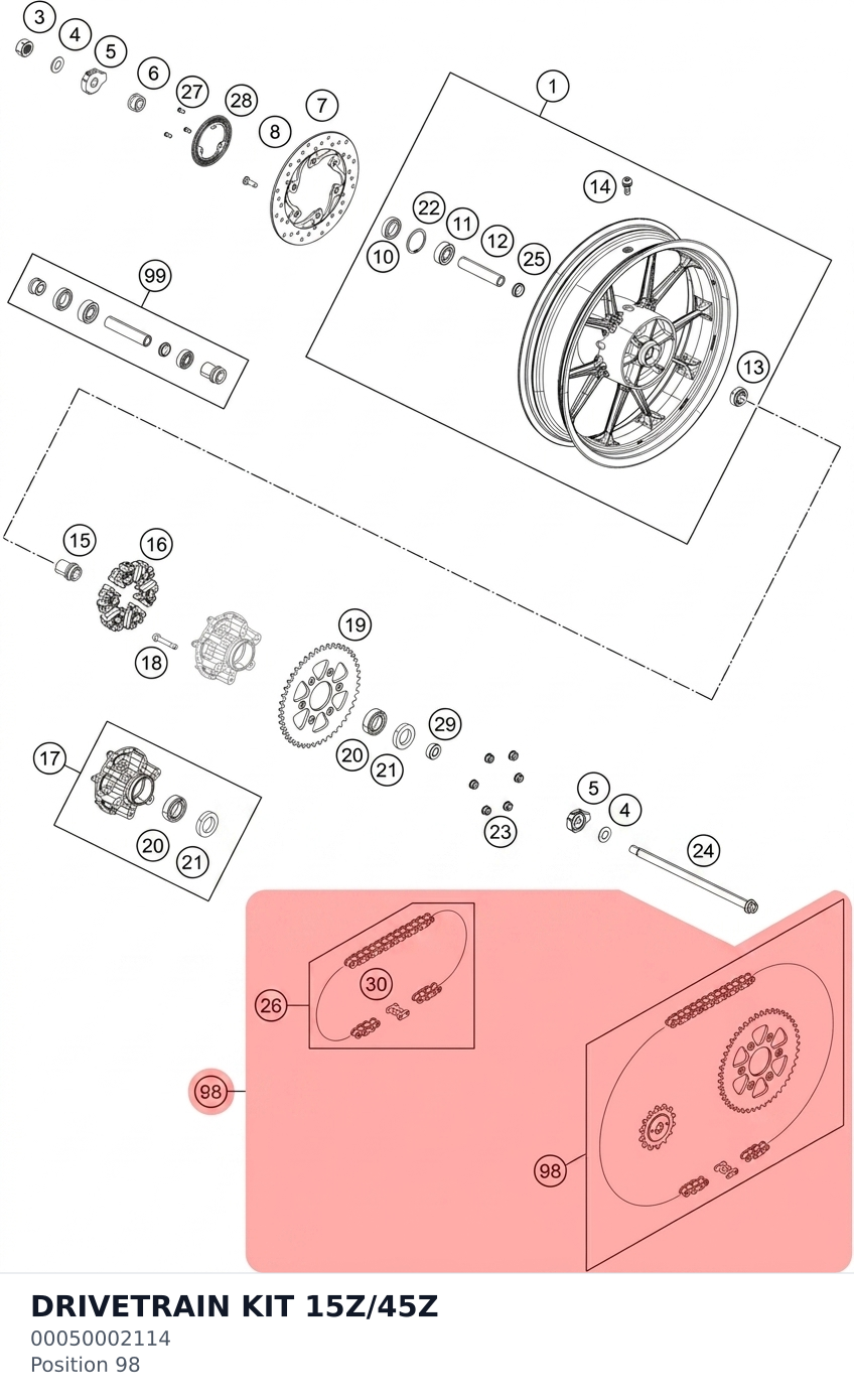 Diagram preview: DRIVETRAIN KIT 15Z/45Z (00050002114)
