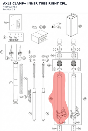 Diagram preview: AXLE CLAMP+ INNER TUBE RIGHT CPL. (48601057S2)