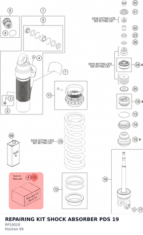Diagram preview: REPAIRING KIT SHOCK ABSORBER PDS 19 (RP10020)