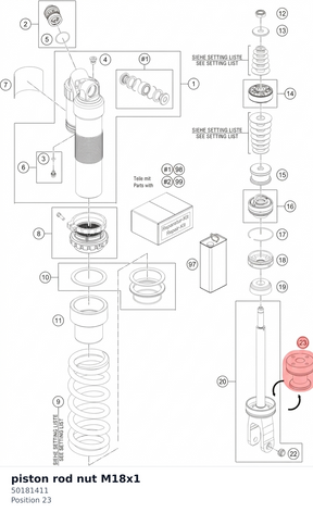 Diagram preview: piston rod nut M18x1 (50181411)