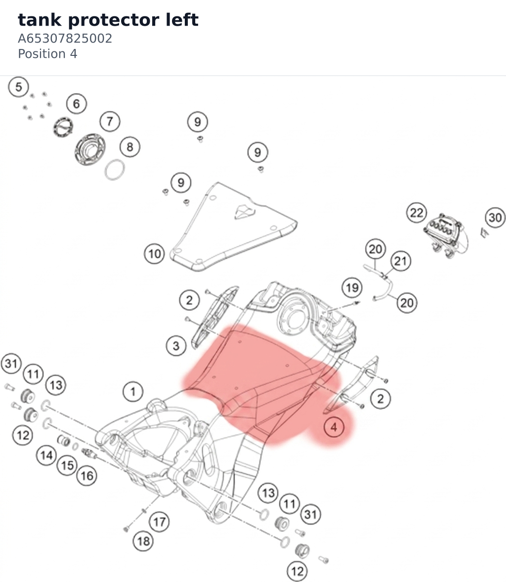 Diagram preview: tank protector left (A65307825002)