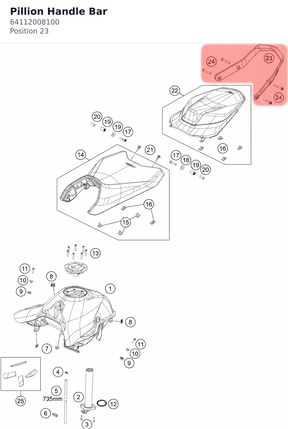 Diagram preview: Pillion Handle Bar (64112008100)