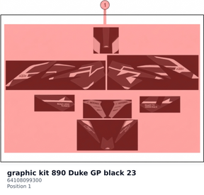 Diagram preview: graphic kit 890 Duke GP black 23 (64108099300)