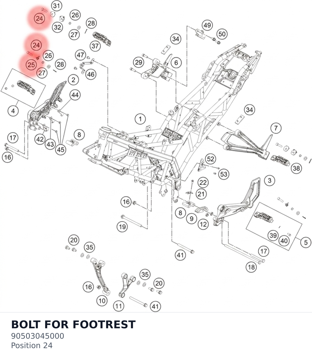 Diagram preview: BOLT FOR FOOTREST (90503045000)