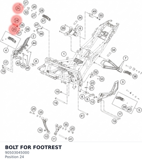 Diagram preview: BOLT FOR FOOTREST (90503045000)
