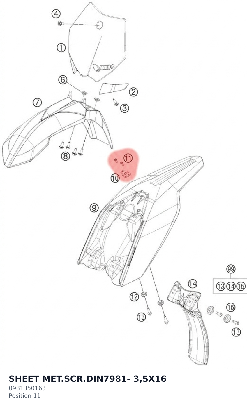 Diagram preview: SHEET MET.SCR.DIN7981- 3,5X16 (0981350163)