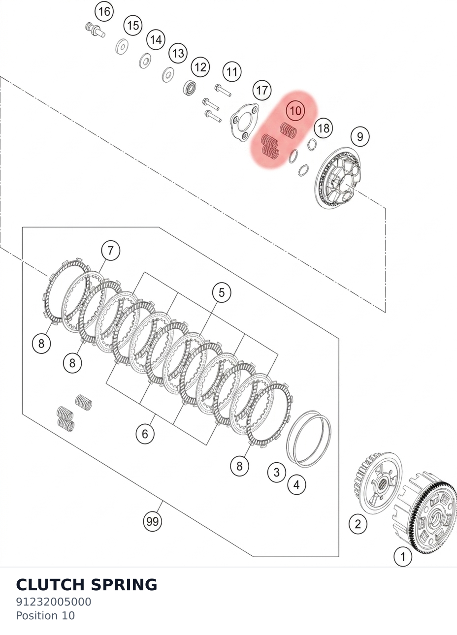 Diagram preview: CLUTCH SPRING (91232005000)
