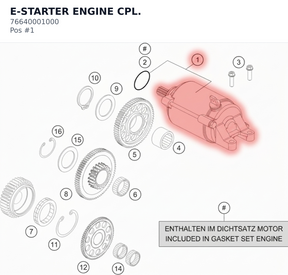 Diagram preview: E-STARTER ENGINE CPL. (76640001000)