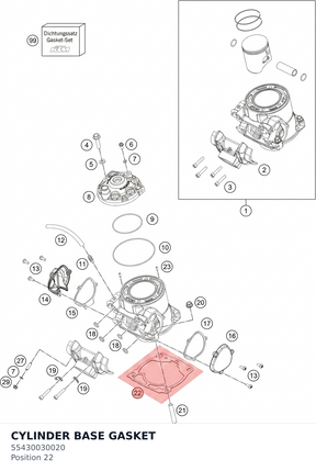 Diagram preview: CYLINDER BASE GASKET (55430030020)