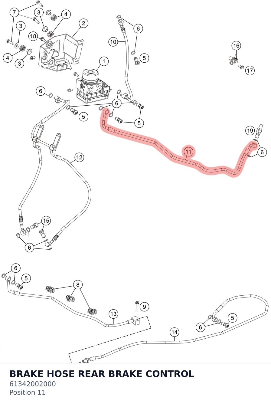 Diagram preview: BRAKE HOSE REAR BRAKE CONTROL (61342002000)