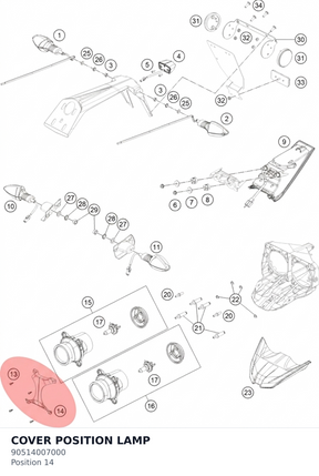 Diagram preview: COVER POSITION LAMP (90514007000)