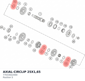 Diagram preview: AXIAL-CIRCLIP 25X1,65 (77033022000)