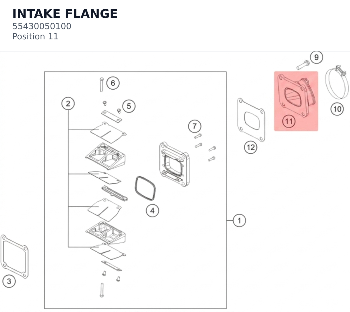 Diagram preview: INTAKE FLANGE (55430050100)