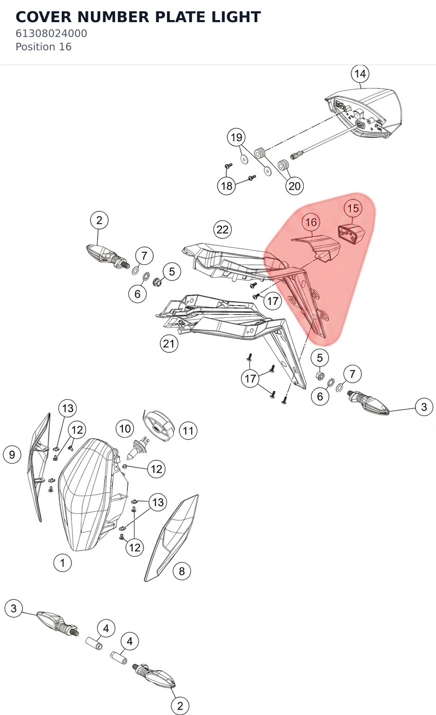 Diagram preview: COVER NUMBER PLATE LIGHT (61308024000)